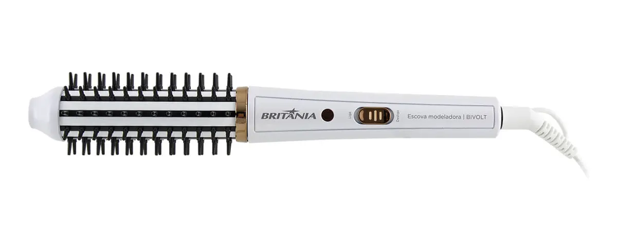 Escova Modeladora Britânia 2 em 1 Branca BEC04 Bivolt